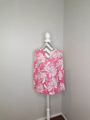 $19.99 • Buy Island Company Pink White Floral Linen Beach Tunic Top Extra-Small XS