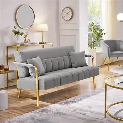 2 Seater Velvet Sofa Modern Small Loveseat Couch For Bedroom Living Room Studio • $125.99