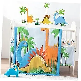  4 Piece Crib Bedding Set For Boys Girls Nursery Bedding Blue Dinosaur • $39.63