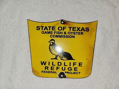 Vintage Texas Game Fish & Oyster Porcelain Sign Commission Wildlife Federal Aid • $22.50