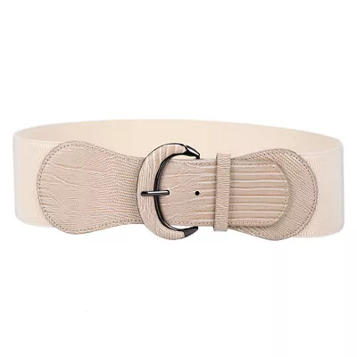 NEW Wide Elastic Belt Ladies Cinch Waist Stretch Belt Ladies Faux Leather Belt • $23.65