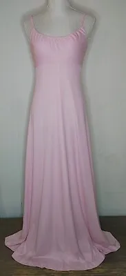 Vintage 70s Barbie Bubblegum Pink Maxi Dress Disco Prom Polyester Talon Zipper • $37.96
