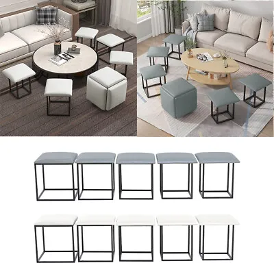 5 IN 1 Cube Stools Space Saving Dining Chairs Stackable Nesting Stool Chair Set • £95.95