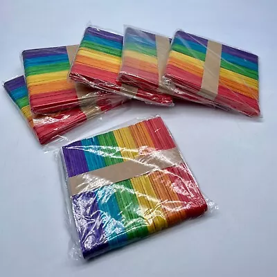 Wooden Lolly Coloured Sticks Wood Rainbow For Kids & Art Crafts Model Making UK • £2.99