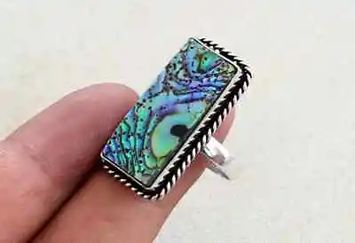 Natural Abalone Shell Men's Ring 925 Sterling Silver Antique Ring Statement Ring • $80