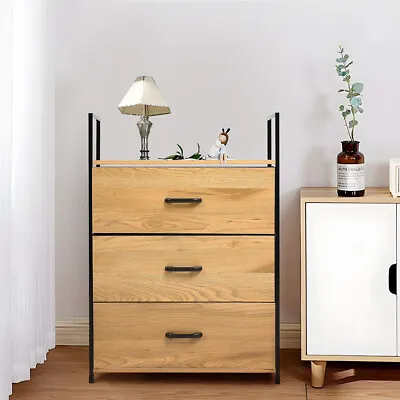 3 Canvas Fabric Drawers Chest Of Drawers Storage Bedroom Closet Dresser Cabinet • £39.95