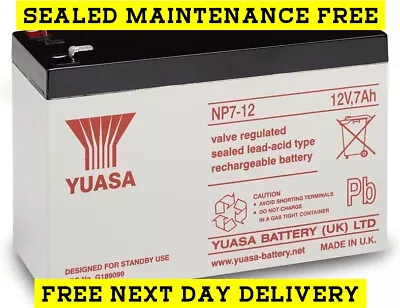 12V 7AH Home Alarm System Back Up YUASA NP7-12 Battery Replaces 6Ah 8Ah 9Ah • £21.20