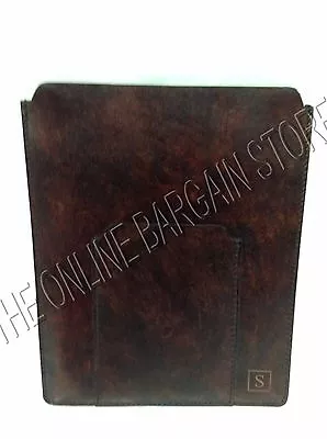 Pottery Barn Saddle Leather Tablet IPad Case Holder Cognac Monogrammed S  • $51.99