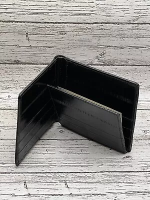 Royce Genuine EEL Skin Mens Bifold Credit Card Wallet Black • $24.50