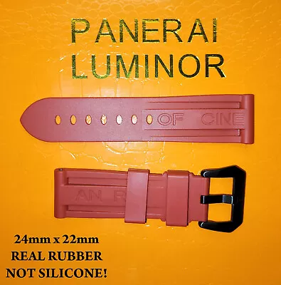 ⌚ 24mm/22mm RED 'REAL RUBBER' Strap With PVD Buckle Fits PANERAI! • $37.99