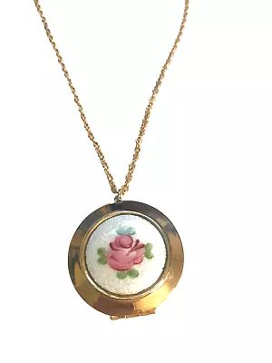 Retro Guilloche Pendant Locket Necklace • $9.95