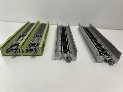 3 KATO N Scale Girder Bridges One Double Green And Two Single Silver 7-3/8 Long • $19.95