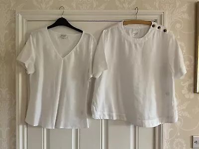 2 White Linen Blouses 14/16 One From East • £5.60