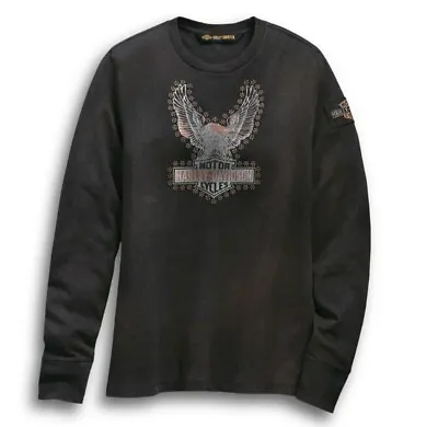 Ladies Harley Davidson Vtg/Distressed Studded/Stud Eagle Logo Tee T-Shirt 1W NWT • $30