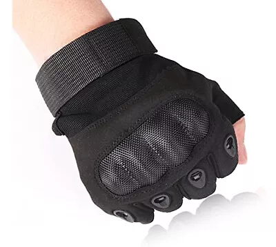 Leather All Weather Motorbike Motorcycle Gloves Carbon Fiber Knuckle Army Combat • £8.99