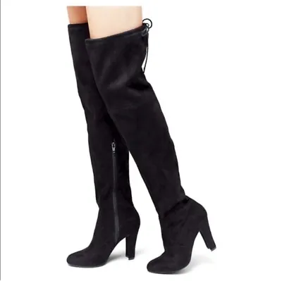 Mossimo Mariah Over-The-Knee Tall Black Microsuede Boots With Zipper & Ties NEW! • $15.99