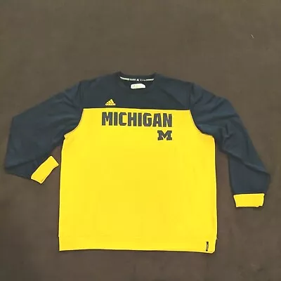 Adidas University Michigan Wolverines Sweatshirt Yellow Blue Sz XL Extra Large • $34.49