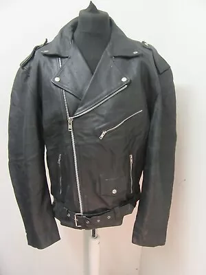 $97.25 • Buy Vintage 90's Running Bear Leather Brando Punk Patch Motorcycle Jacket Size Xxl