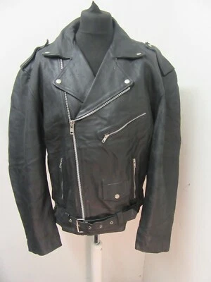 $97.25 • Buy Vintage 90's Running Bear Leather Brando Punk Patch Motorcycle Jacket Size Xxl