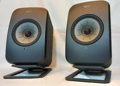 Kef LSX Wireless Hifi Speakers- Black- With Kanto Audio S4 - Desktop Stands • £625