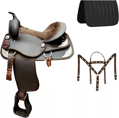 New Style Western Synthetic Pleasure Barrel Trail Horse Saddle & Tack Set Free • $348