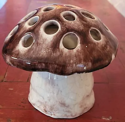 Vintage EXTRA LARGE Pottery Mushroom Shaped Flower Frog Golly Potters Carmel CA • $15