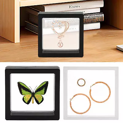 10pcs 3D Floating Frame Holder Stand Box Clear Jewelry Ring Coin Display Case • $16.19