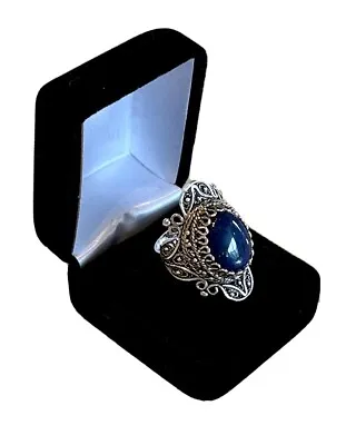 Sterling Silver Ring W/ Lapis Lazuli Telkari Filigree Detailing Size 10 By DGS • $39