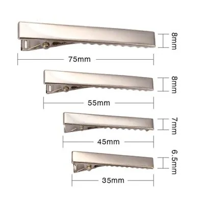 10 20 50 100 X Silver Colour Crocodile Alligator Straight Blank Hair Clips Cl1 • £23.99