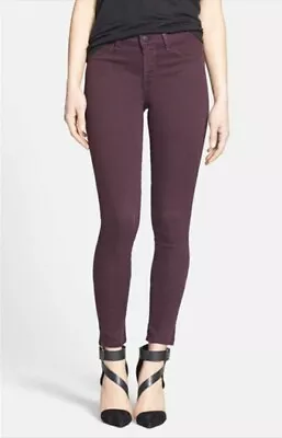 New J Brand Jeans $185 485 Mid-rise Super Skinny In Dark Plum Sz 24 • $44.99