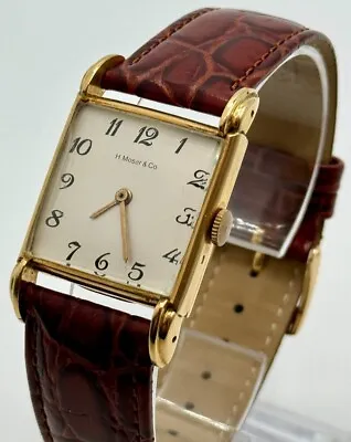 Vintatge 1930-1940's H.Moser & Cie Tank 18K Gold Watch Fancy Lugs • $2400