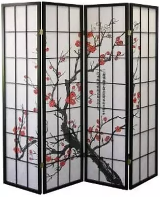Select Plum Blossom Color And Panel 3 To 8 Room Divider (Black 4) • $112.87