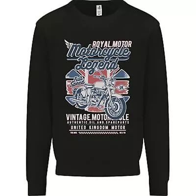 Motorcycle Legend Biker Union Jack British Mens Sweatshirt Jumper • £20.99