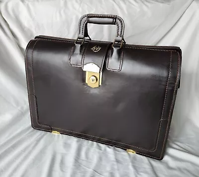Vintage Dark Brown Leather Doctor's Bag Antique Gladstone Bag With Suede Lining • $127.38