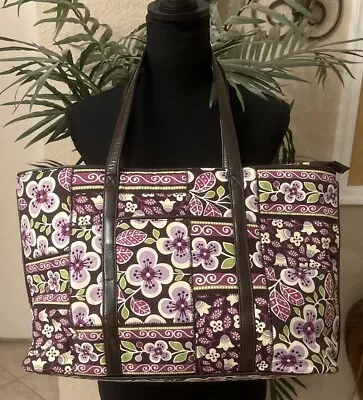 Vera Bradley Tote Bag Plum Petals Very Clean Zipper • $15.99