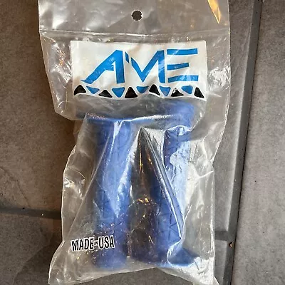 OLD SCHOOL BMX ORIGINAL AME TRI HANDLEBAR GRIPS 125mm BLUE A'me Original Pack • $29.99