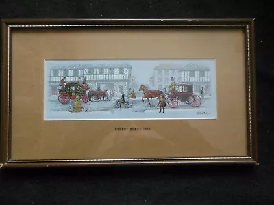 Framed/Glazed Woven Silk J J Cash Picture - Street Scene - 1842 - Coach Carriage • £22.99