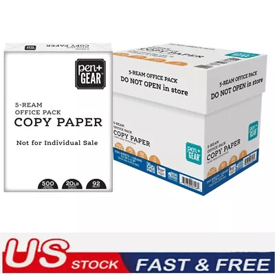 Copy Paper 8.5  X 11  92 Bright 20 Lb. 5 Reams (2500 Sheets)Free Ship • $24