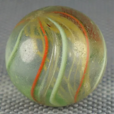 23/32 .71 German Handmade Yellow Latticino Swirl - Killer Antique Old Marble • $24.97