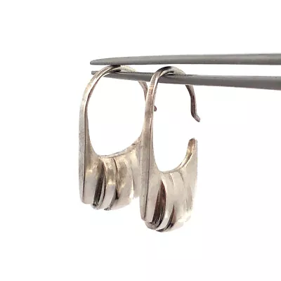 Designer 925 Sterling Silver Modernist Hoop Hook Dangle Earrings • $45