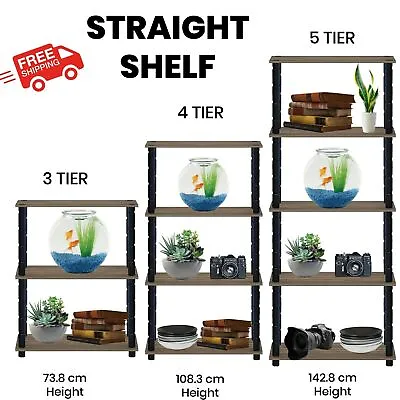 Tool Less Shelving Unit 3/4/5 Tier Display Stand Book Shelf Wall Rack Storage • £13.99