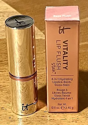 IT COSMETICS Vitality Lip Flush ROSE FLUSH 4-In-1 Lipstick/ Balm/ Gloss/Stain • $38