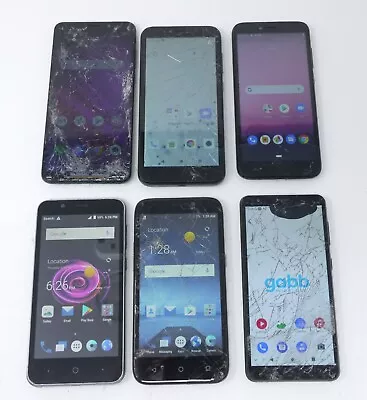 Lot Of 6 Working Cracked Android Smartphones - ZTE Blade A3Y / Alcatel 5004R • $59.99