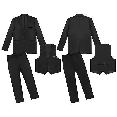 US Men 3Pcs Office Slim Fit Suit Long Sleeve Lapel Blazer Vest Pants Formal Set • $36.14