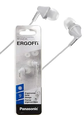 Panasonic RP-HJE125E-W WHITE Ergofit In Ear Wired Earphones Powerful Sound /NEW • £10.99