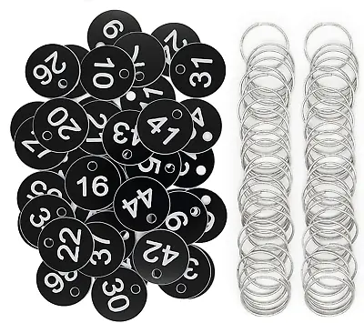 Numbered Tags Metal Key Ring For Organizing And 50 PCS: 001 -050 Black Color • $18.46