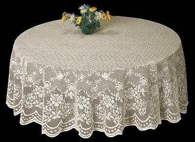 $19.99 • Buy 70 Inch Round White Lace Tablecloth For Kitchen Wedding Reception, Banquet Party
