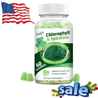 Orgainc Chlorophyll Spirulina Gummies AntioxidantGut & Immune Support 60PCS • $13.97