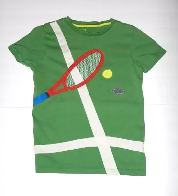 Mini Boden Boys 9-10 Y Tennis Ball Racket Net Cotton T-Shirt Green Appliqué  • $7.50