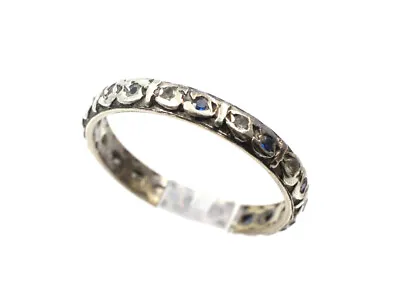 .375 9ct YELLOW GOLD BLUE CLEAR Spinel Vintage Eternity Band Ring M.5 1.9g -W69 • £12.99